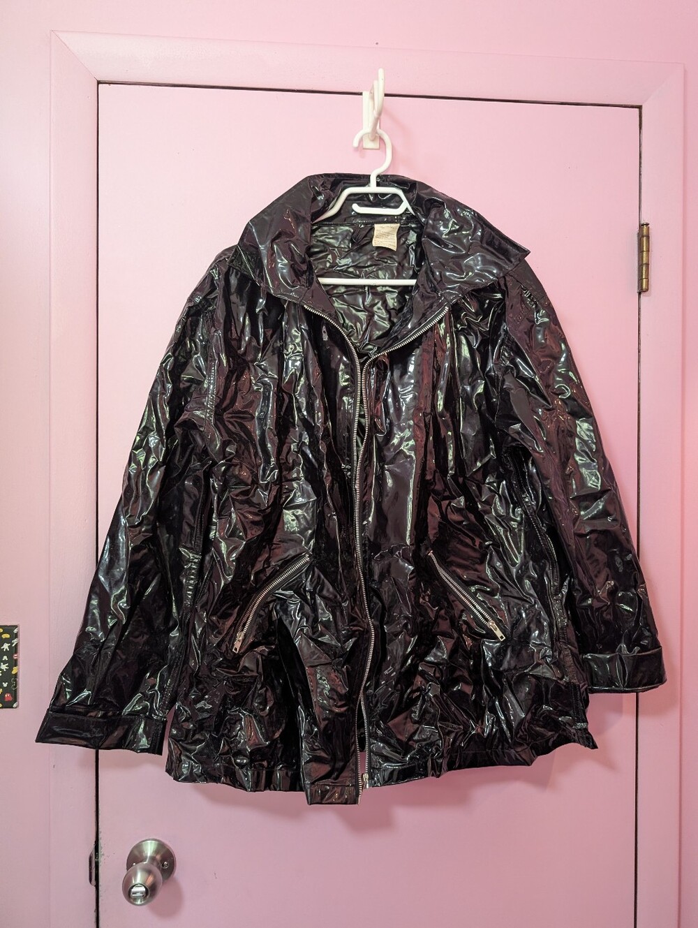 Vintage 90s Gothic Shiny Vinyl Coat